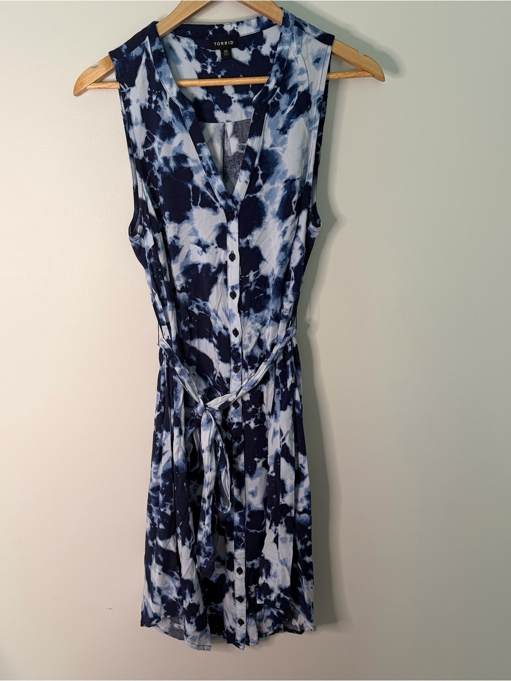 Torrid Tie-Dye Button Front Shirt Dress Waist Belt Size 00 (Medium/Large)